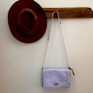 J. Crew light lilac leather purse adjustable strap